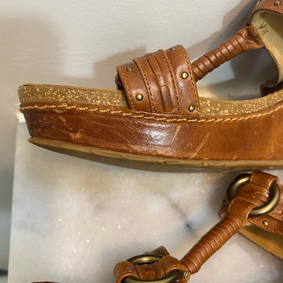 Frye LEATHER Sandals-Ivy O Ring Sling -Size 9 -Wedge - Picture 8 of 15
